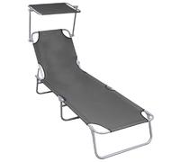 vidaXL Chaise longue pliante avec toit solaire Gris Aluminium