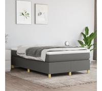 vidaXL Cadre de lit à Lattes, Lit Rembourré, Lit Double avec Sommier à Lattes, Lit Adulte de Chambre à Coucher, Moderne, Gris Foncé 120x200 cm Tissu