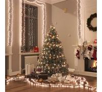 vidaXL Guirlande Lumineuse à LED Groupées 1000 LED Décoration de Noël Ornement de Vacances Décoration de Fête Extérieur Blanc Chaud 11 m PVC Blanc chaud et vert foncé G