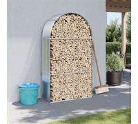 vidaXL Porte-bûches, Support à Bois de Chauffage avec Rangement, Étagère à Bois de Chauffage Extérieur, Argenté 120x45x210 cm Acier Galvanisé