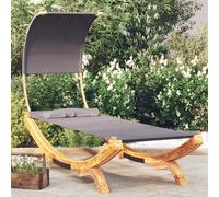 vidaXL Bain de soleil 100x200x126 cm Bois courbé massif avec toit Anthracite