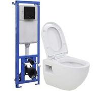 vidaXL Toilettes suspendues en céramique avec réservoir de chasse encastré