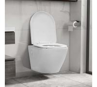 vidaXL WC suspendu sans rebord de chasse d'eau Céramique blanche