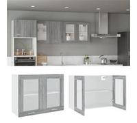 vidaXL Armoire vitrée Suspendue Sonoma Gris 80x31x60cm Bois ingénierie