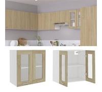 vidaXL Armoire en verre suspendue Lyon Chêne Sonoma 60x31x60 cm Bois d'ingénierie