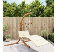 Chaise longue suspendue avec revêtement en tissu et en peuplier massif