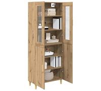 vidaXL Buffet haut Chêne artisanal 69,5 x 34 x 180 cm, bois aggloméré et verre, 4 portes