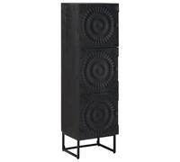 vidaXL Haut Armoire Noir 35 x 30 x 120 cm, Salon, Buffet Rectangulaire, Rangement Fait Main, Meuble en Bois de Mangue, Style Contemporain, Organisateur