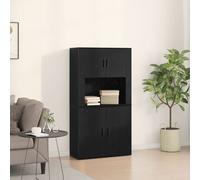 vidaXL Haut placard Noir Chêne 80x33x150 cm Bois d'ingénierie Noir