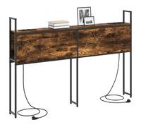vidaXL Headboard de Rangement avec Station de Charge Chêne fumé, Chambre, Tête de lit Moderne et stylée, Rangement Pratique, Solution sans désordre, Station de Charge Sympa, Meubles urbains