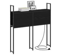 vidaXL Headboard de Rangement avec Station de Charge Chêne Noir, Chambre, Tête de lit Moderne et stylée, Rangement Pratique, Solution sans désordre, Station de Charge Sympa, Meubles urbains