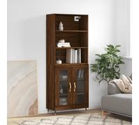 vidaXL Highboard brun imitation chêne 69,5x34x180 cm Matériau dérivé du bois