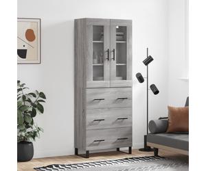 vidaXL Highboard Gris Sonoma 69,5x34x180 cm Matériau dérivé du bois