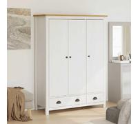vidaXL Garde-robe à 3 portes Hill Blanc 127x50x170 cm Bois pin solide