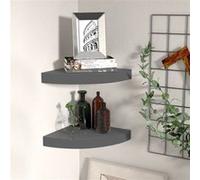 vidaXL 2X Etagères d'angle Flottantes Etagères Murales Bibliothèque Supports Panneaux Muraux Salon Chambre Intérieur Gris Brillant 25x25x3,8 cm MDF