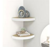vidaXL ?tag¿¿res d'angle murales 2 pcs Ch¿ºne et blanc 25x25x3,8 cm MDF