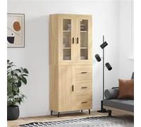 vidaXL Hoge kast 69,5x34x180 cm bewerkt hout sonoma eikenkleurig3198484 Marron G