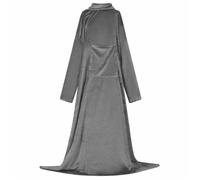 VIDAXL Hoodie couverture en flanelle Gris foncé 210 x 150 cm - plaid à manches capuche et poche