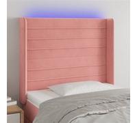 vidaXL Hoofdbord LED 103x16x118/128 cm fluweel roze3124235 Rose G