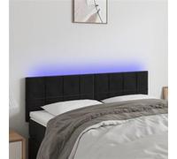vidaXL Tête de Lit à LED Meuble de Chambre à Coucher Accessoire de Lit Double Tête de Cadre de Lit Intérieur Noir 144x5x78/88 cm Velours