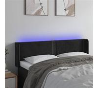 vidaXL Hoofdbord LED 147x16x78/88 cm fluweel zwart3123146 Noir G