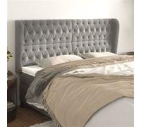 vidaXL Tête de lit avec oreilles Gris clair 183x23x118/128 cm Velours