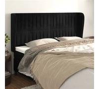 vidaXL Hoofdbord met randen 183x23x118/128 cm fluweel zwart3118256 Noir G