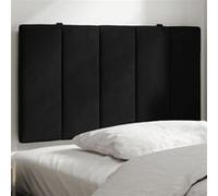 vidaXL Coussin de tête de lit Hanko – Rembourré velours noir 80 cm avec bandes auto-agrippantes