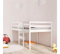 vidaXL Lit haut Blanc 80x200 cm Bois de pin massif
