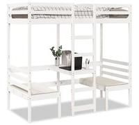 vidaXL Hoogslaper met bureau en stoelen grenenhout wit 90x200cm3308554 Blanc G