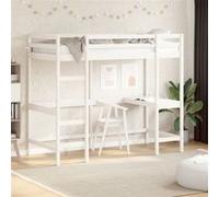 vidaXL Hoogslaper met bureau massief grenenhout wit 90x200 cm842851 Blanc G