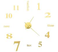 vidaXL Horloge Murale 3D Design Moderne XXL Doré Décor de Mur Maison Salon