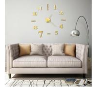 vidaXL Horloge Murale 3D Design Moderne XXL Doré Décor de Mur Maison Salon 50638