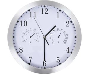 vidaXL Horloge murale avec mouvement à quartz, hygromètre et thermomètre 30 cm Blanc