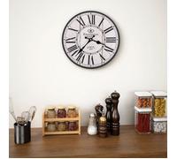 vidaXL Horloge Murale Vintage Décoration Montre de Salon Pendule de Mur MDF 30 cm Blanc et Noir 50626
