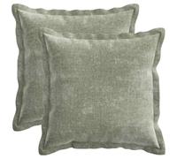 vidaXL Housse de Coussin 2 pc Houten Vert 40 x 40 cm Tissu Chenille, Coussin décoratif Chic, Accessoire Textile, pour Un intérieur Cozy, munissez Votre Salon avec Style