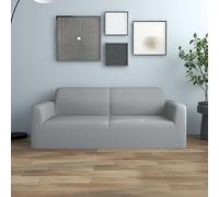 vidaXL Housse Extensible de Canapé 2 Places Protection de Meubles Couverture de Canapé Housse Extensible de Sofa Salon Gris Jersey de Polyester