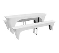 VIDAXL Housses de table et bancs Extensibles - Blanc