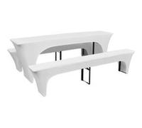 VIDAXL Housses de table et bancs Extensibles - Blanc