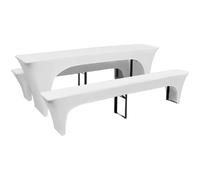 VIDAXL Housses de table et bancs Extensibles - Blanc