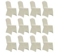 vidaXL Housses élastiques de chaise Crème 12 pcs