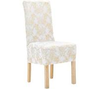 vidaXL Housses extensibles de chaise 6 pcs Blanc avec imprimé doré Blanc G