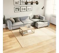 vidaXL Tapis à Poils Courts Doux et Lavable, Moquette de Sol, Tapis de Zone, Carpette de Salon Salle de Séjour Chambre, Moderne, Crème 240x240 cm