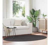 vidaXL Tapis de Surface HUARTE Anthracite 140 x 200 cm 100% Polyester, Tapis de Couloir Élégant, Design Ovale Moderne, Résistant, Antidérapant, Lavable en Machine, Facile à Nettoyer