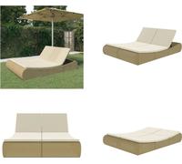 vidaXL Îlot de détente d'extérieur en rotin synthétique beige - Chaise longue de jardin - Chaises longues de jardin - Chaise longue - Chaises longues