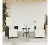 vidaXL Fauteuil de jardin avec repose-pieds 2 pcs. Réglable Noir Poly Rattan