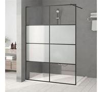 vidaXL Paroi de douche 140x195 cm pour passage piétonnier verre ESG semi-mat noir