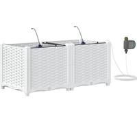 vidaXL Jardin - Jardinière, lot de 2, blanc, 80 x 40 x 37,5 cm, plastique
