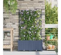 vidaXL Jardin - Jardinière, lot de 2, gris, 80 x 40 x 142 cm, plastique