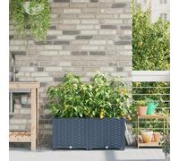 vidaXL Jardin - Jardinière, lot de 2, gris, 80 x 40 x 37,5 cm, plastique